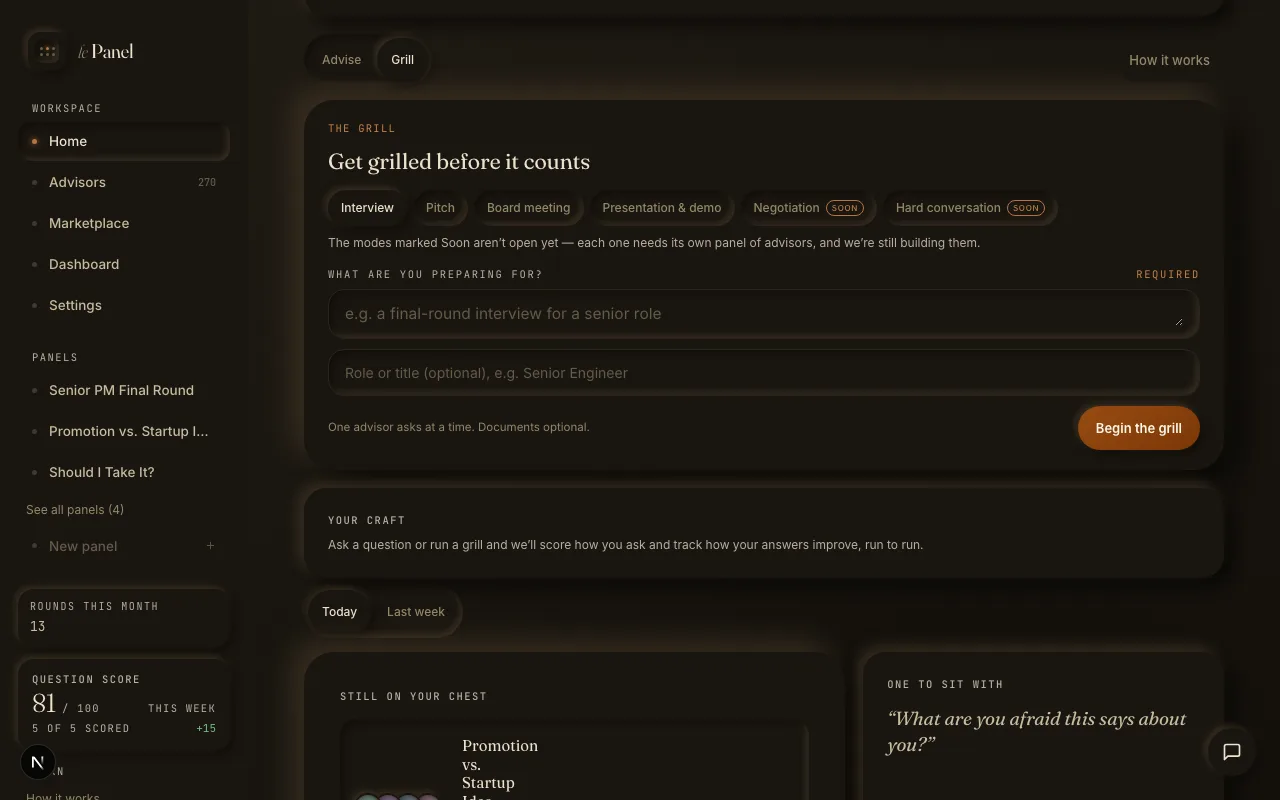 Choosing one of the four grill rooms.